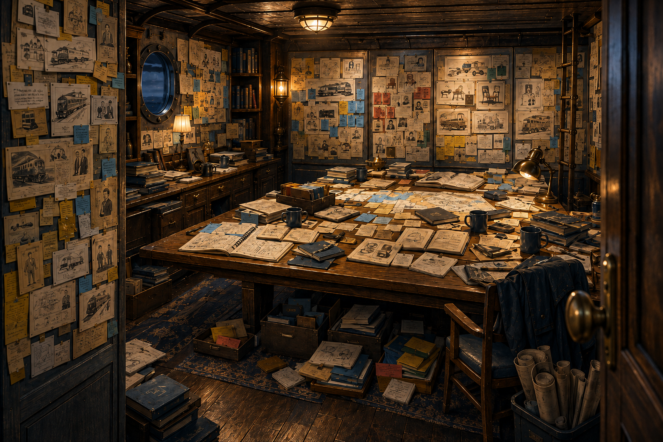 The Expedition chart room is full of accumulated notes, stories and research after weeks of discovery.